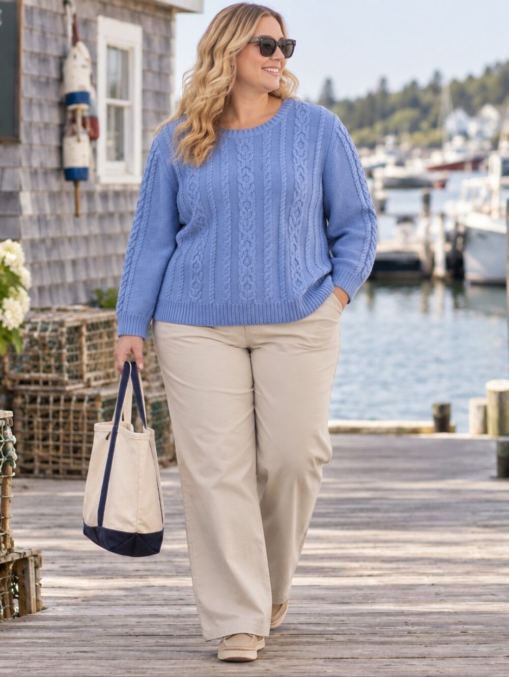 L.L. Bean 100% Cotton Crewneck Cableknit Sweater Fisherman Preppy Women's 3X